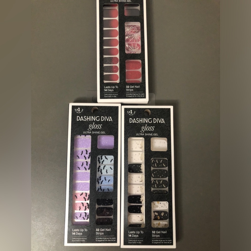 NEW Dashing Diva Gloss Halloween 3 Packs of Gel Nail Strips NWT